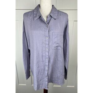 The Drop 100% Linen Tunic Shirt NWT XXL Lilac Button Front Relaxed Oversized